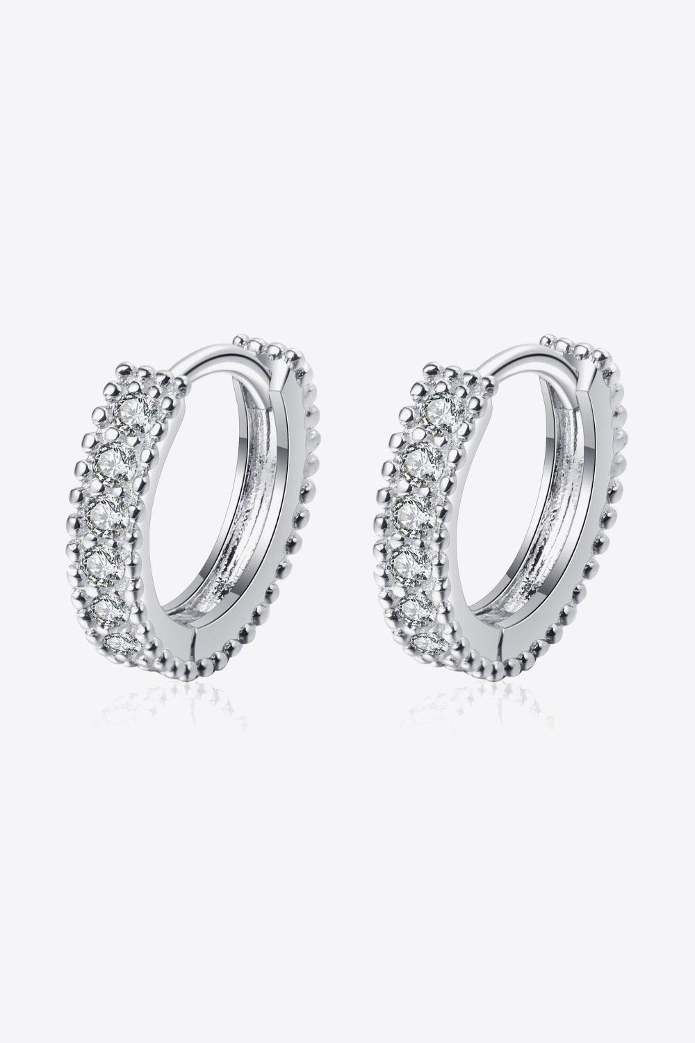 925 Sterling Silver Inlaid Moissanite Huggie Earrings - Trendha