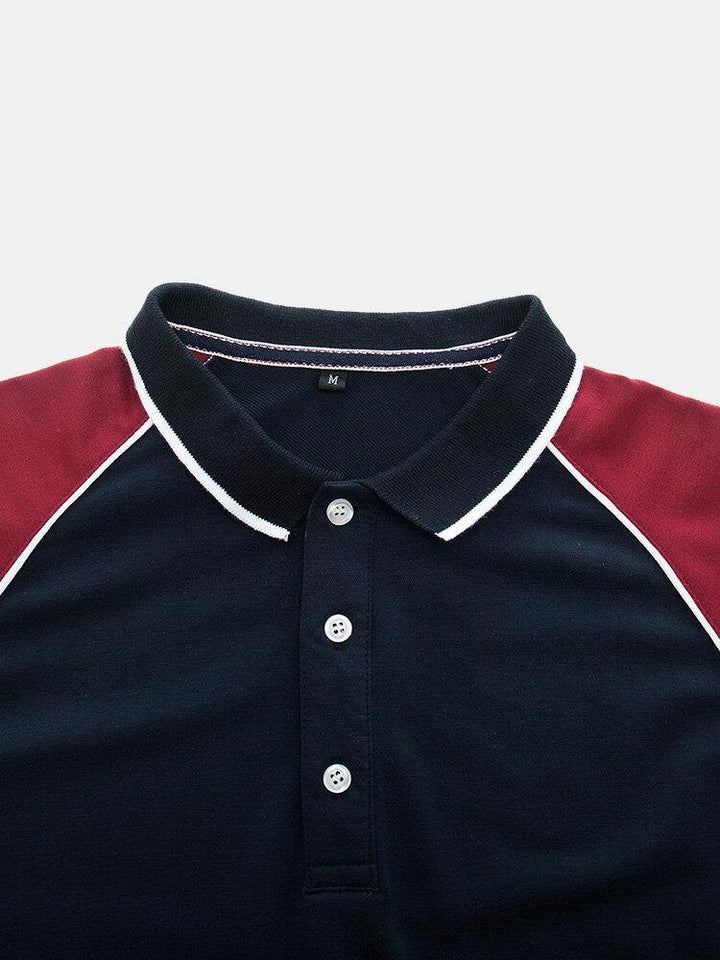 Mens Business 100% Cotton Patchwork Button Closure Golf Shirts - Trendha