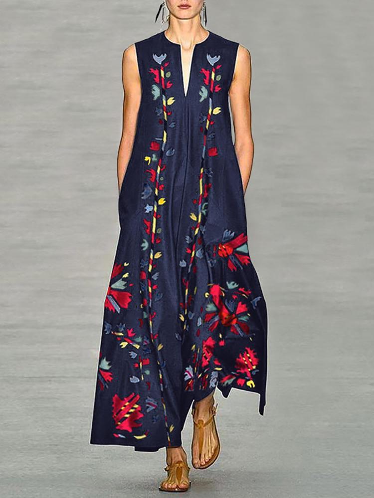 Elegant Women Floral Printed Long Maxi Dress - Trendha