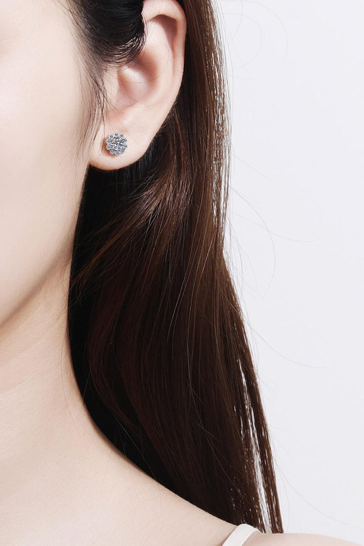Moissanite Floral-Shaped Stud Earrings - Trendha