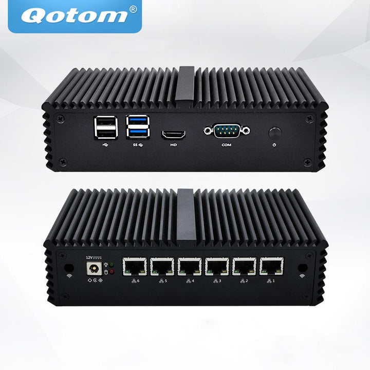 QOTOM Mini Pc Intel Core I7-7500U 4GB DDR4+64GB SSD 8GB+128GB 6 Gigabit Ethernet Machine Micro Industrial Q575G6 Multi-Network Port - Trendha