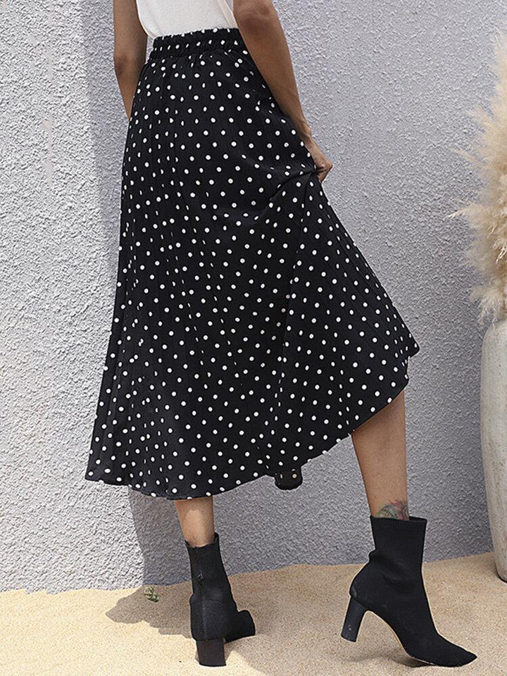 Women Polka Dot Printed High Waist Loose Stylish Mid-Length Skirt - Trendha