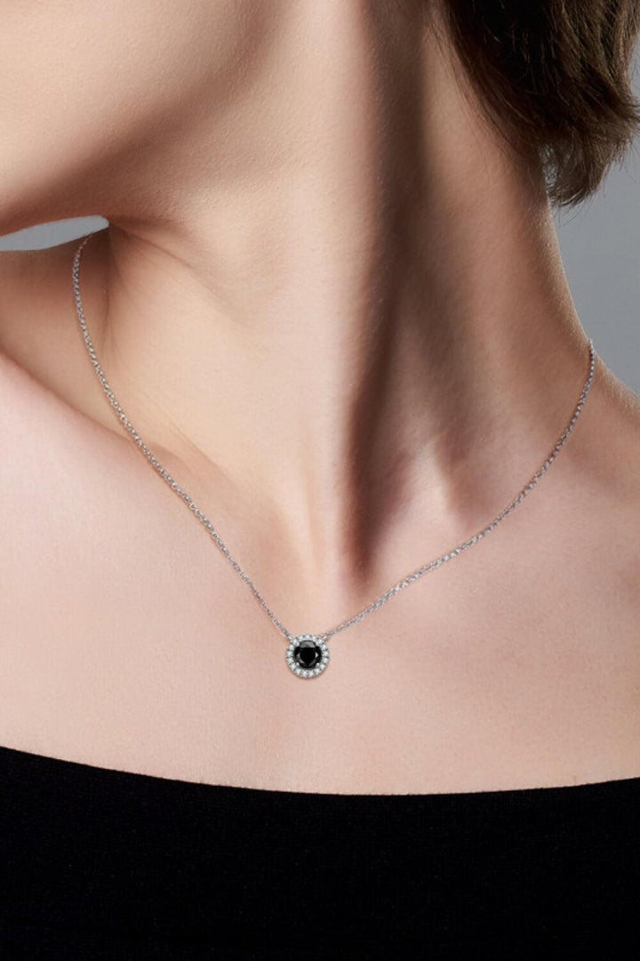 Two-Tone 1 Carat Moissanite Round Pendant Necklace - Trendha