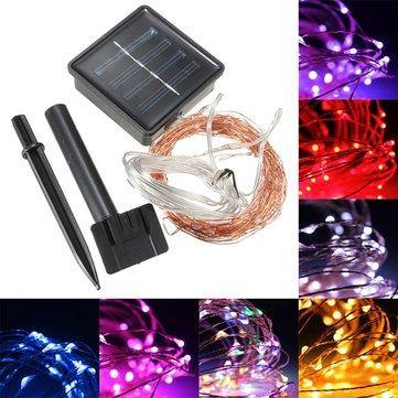 10M 100 LED Solar Powered Copper Wire Ambiance String Fairy Light +2m Down-lead - Trendha