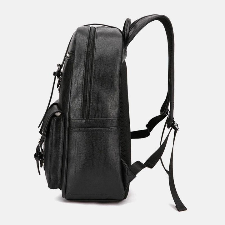 Men PU Leather Large Capacity Multi-pocket Vintage 14 Inch Laptop Backpack - Trendha