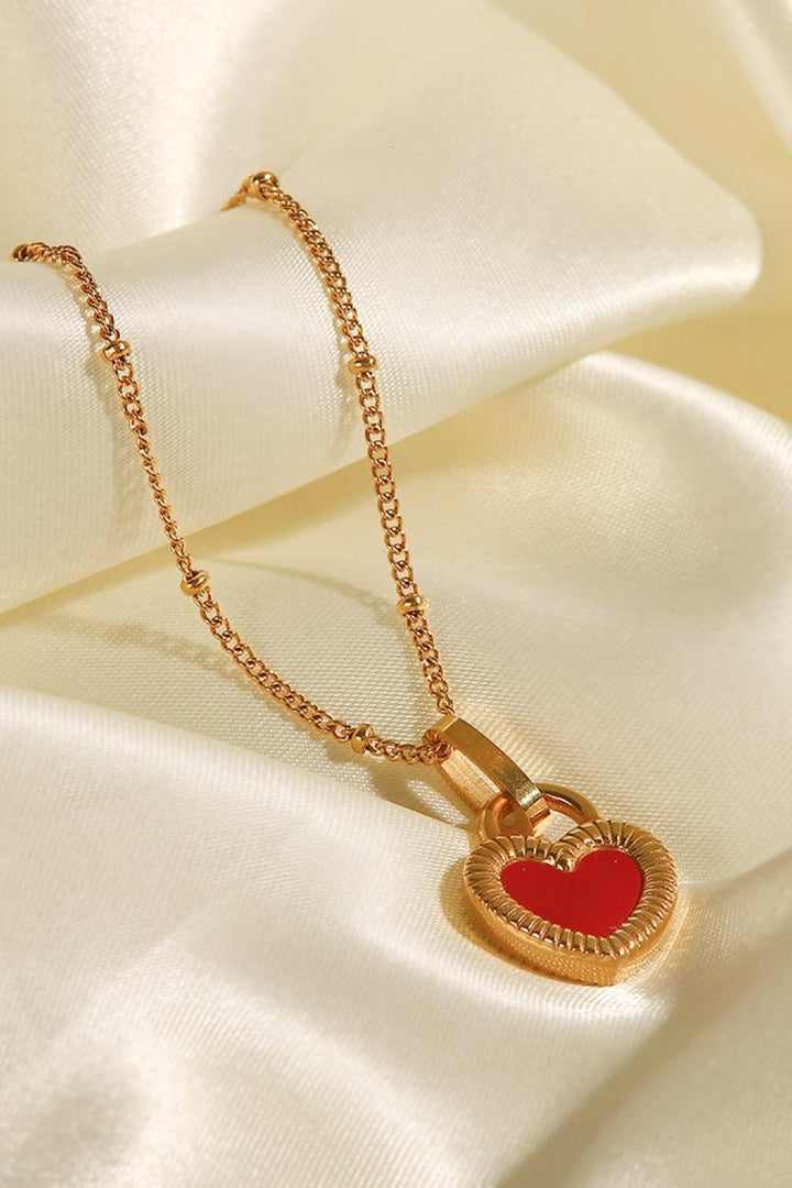 Stainless Steel Heart Pendant Necklace - Trendha
