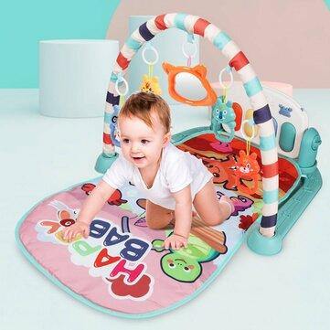 76x56x43CM 2 IN 1 Multi-functional Baby Gym with Play Mat Keyboard Soft Light Rattle Toys for Baby Gift - Trendha