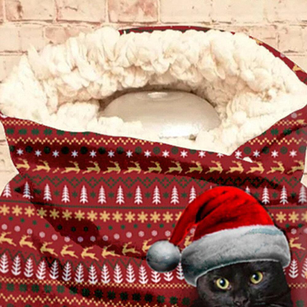 Women Cute Cartoon 3D Black Cat Fstive Christmas Atmosphere Stripe Pattern Warm Neck Protection Scarf - Trendha