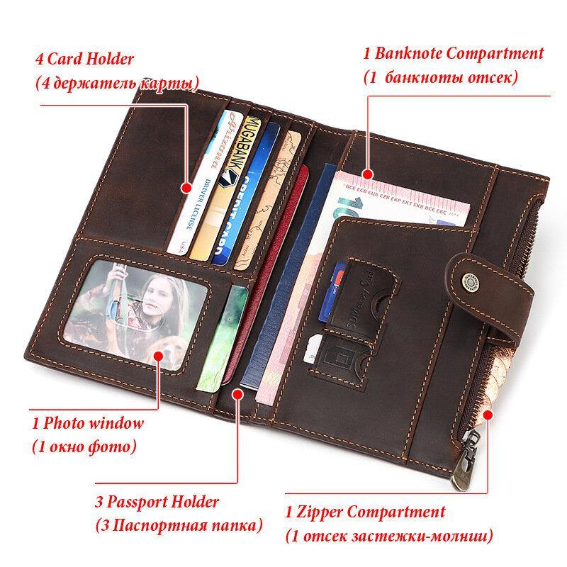 Men Genuine Leather RFID Anti-theft Passport Case Clutch Purse Hand Carry Card Holder Wallet - Trendha