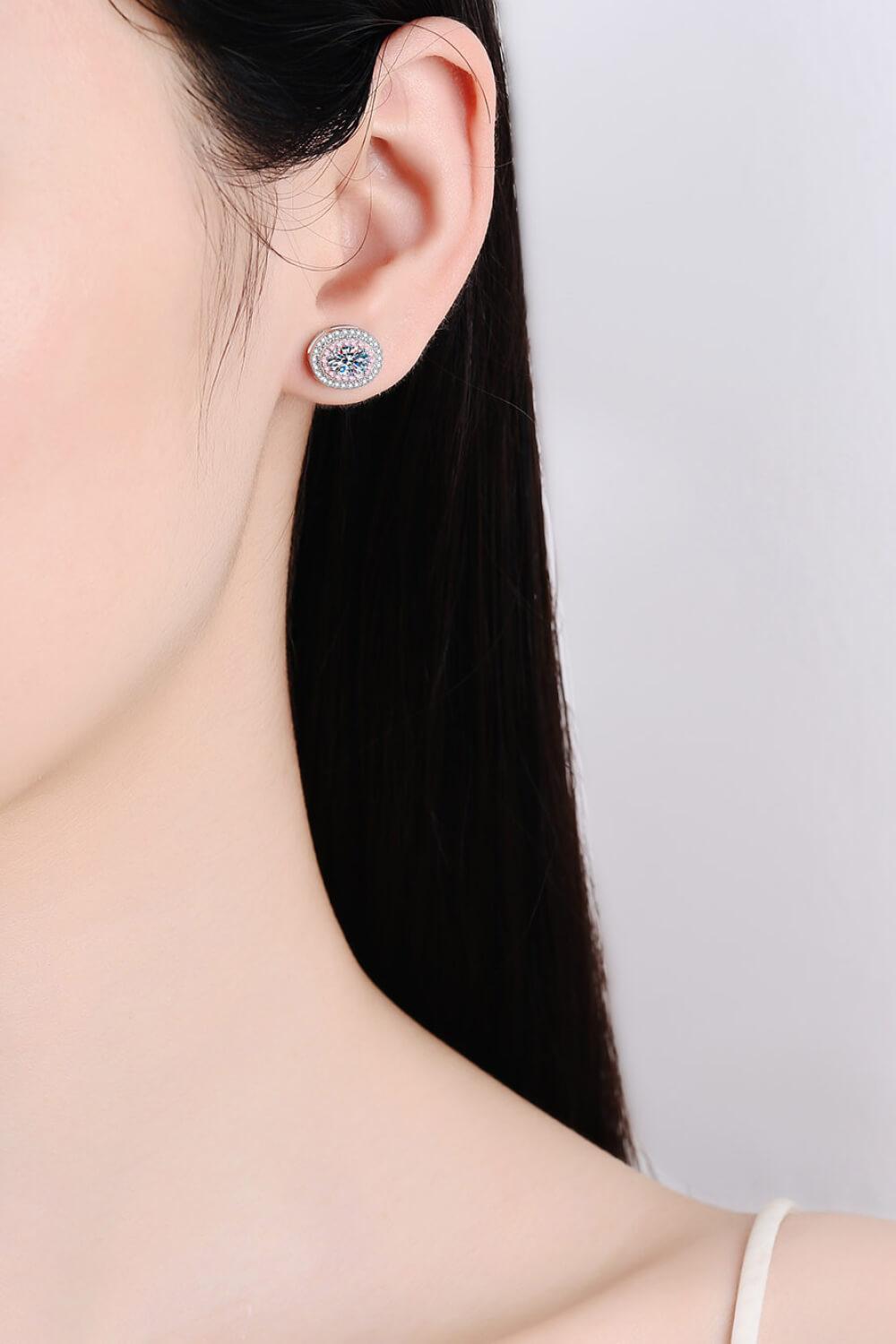 Platinum-Plated Moissanite Stud Earrings - Trendha