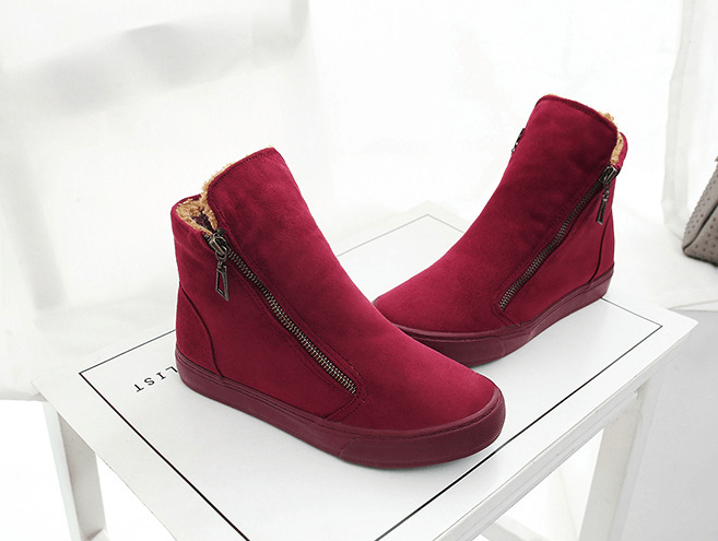 Plus velvet warm short tube cotton boots British style personality side zip Martin boots - Trendha