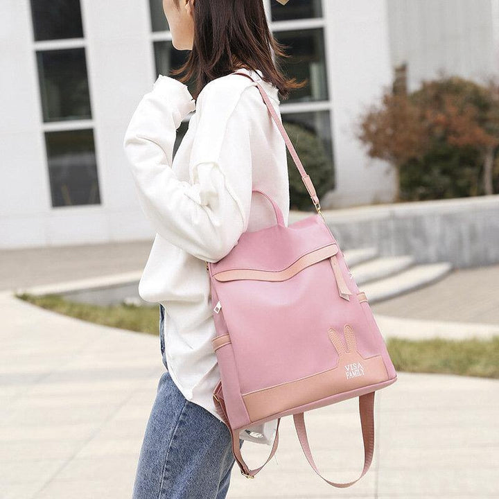 Women Patchwork Waterproof Back Anti theft Multi-carry Backpack - Trendha