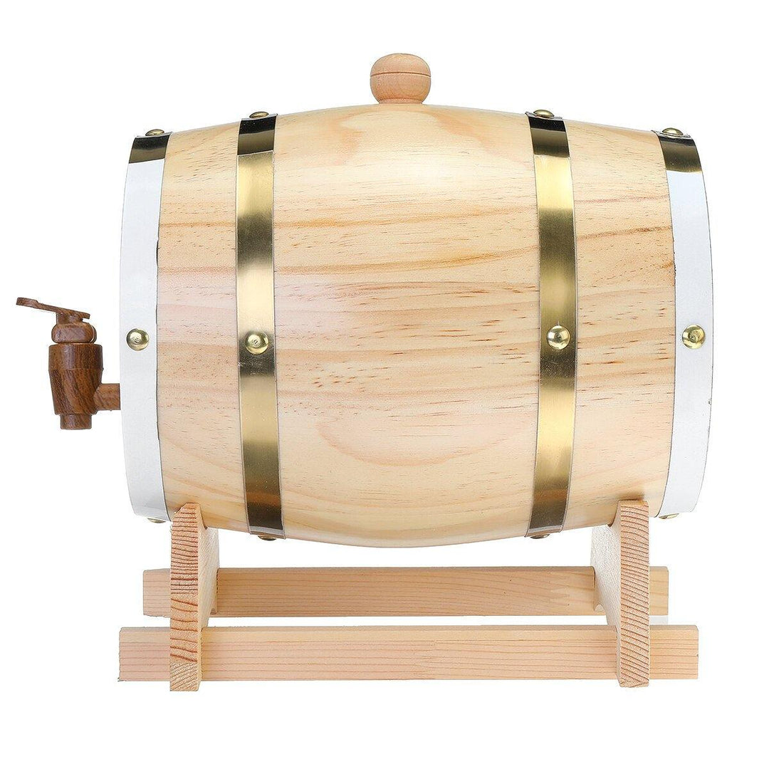 1.5/3L Wood Barrel Oak Brewing Vintage Keg Wines Whiskey Home Storage Holder - Trendha