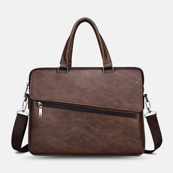 Men PU Leather Multifunction Anti-Theft Vintage Business Messenger Bag Crossbody Bag Handbag Shoulder Bag - Trendha