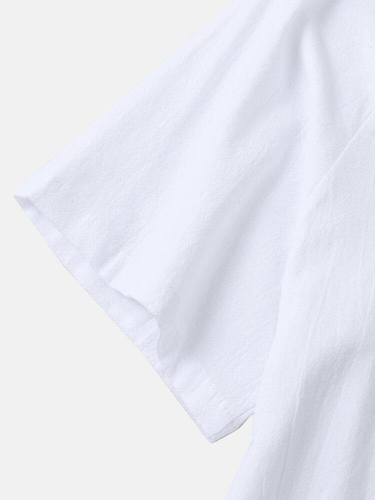 Mens Color Block Cotton Half Open Button Short Sleeve Casual Golf Shirts - Trendha