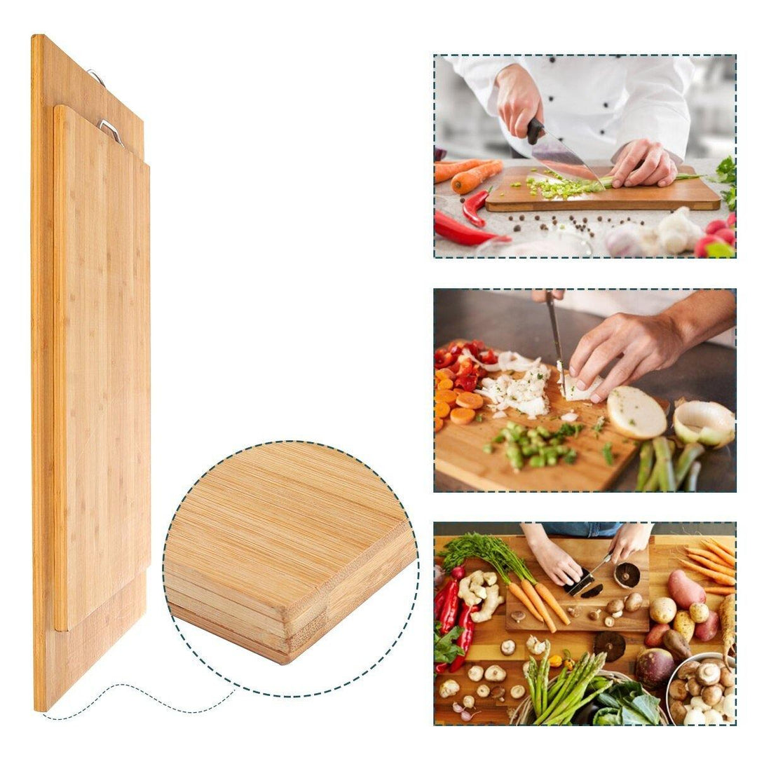 Wooden Chopping Board Bamboo Square hangable Cutting Board Thick Natural Cutting Board for Kitchen Cooking Cutting Board - Trendha