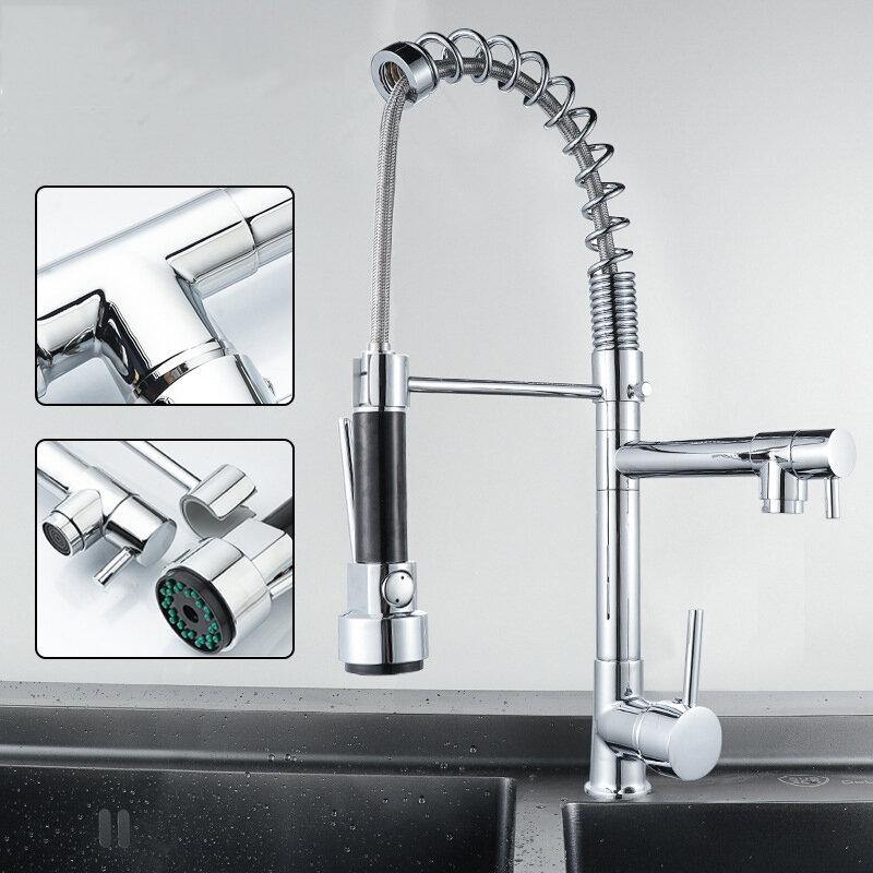 Kitchen Copper Alloy Soring Faucet Hot Cold Water Mixed Lead-free Mixer Sink Tap - Trendha