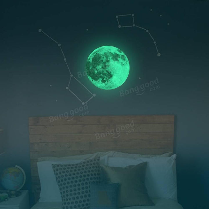 30cm Colorful Large Moon Wall Sticker Removable Glow In The Dark Luminous Stickers Home Decor - Trendha