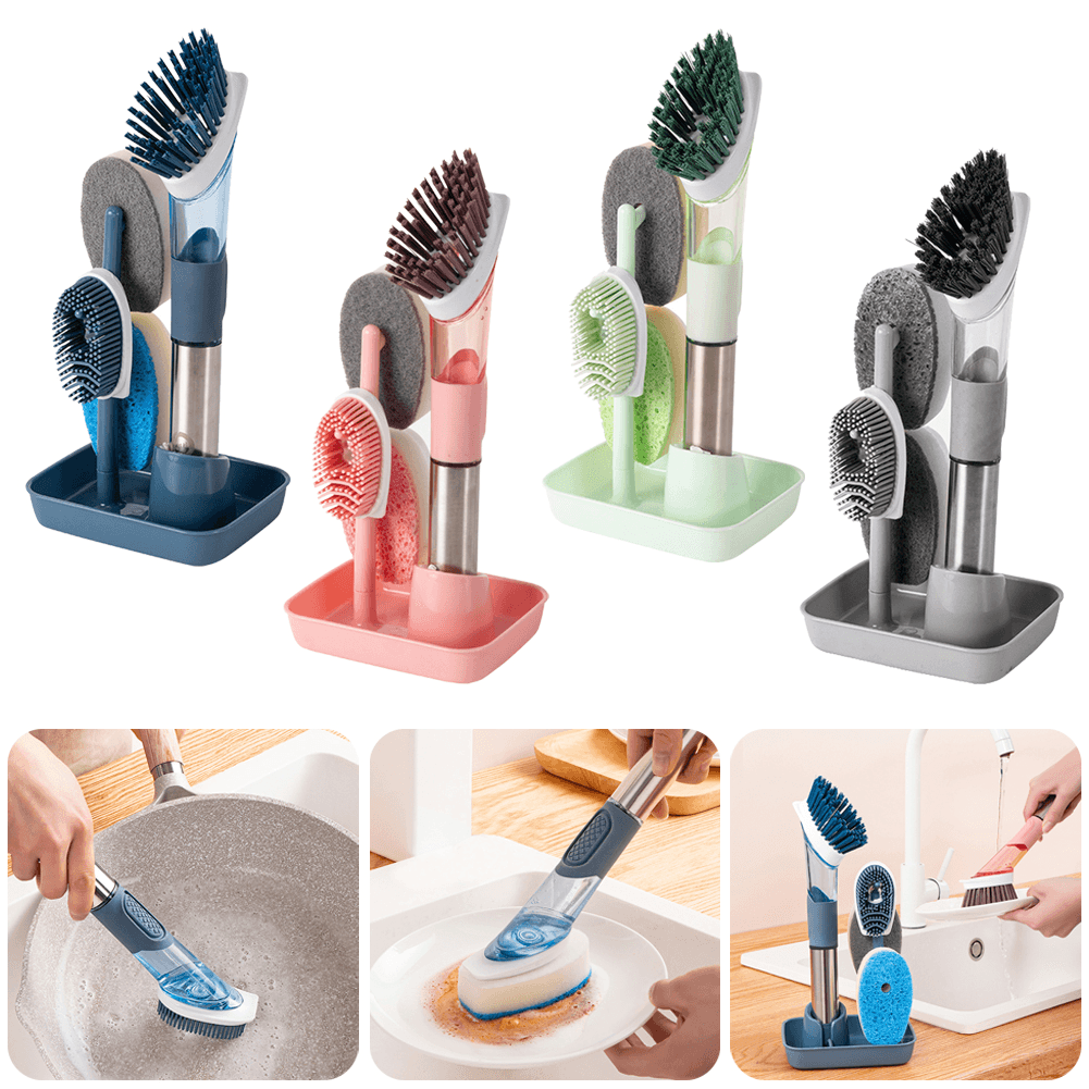 New Multifunctional Dish Brush Household Kitchen Oily Sponge Long Handle Cleaning Brush - Trendha