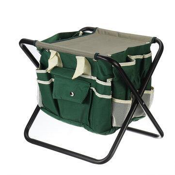 12.2x15.4x13.4inch Folding Kneeler Seat Oxford Cloth Camping Chair Fishing Seat with Detachable Storage Organizer Tool Tote Bag For Home Garden Yard - Trendha