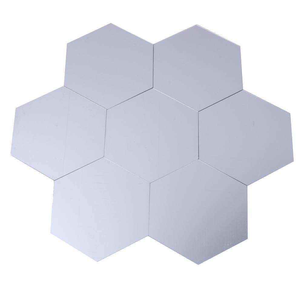 Decorate Your Space with 12Pcs Cute Silver Hexagon Mirror Wall Stickers - Trendha