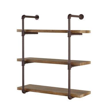 Bookshelf 3 tiers Stroage RackWall Mounted Industrial Piping Vintage Retro Style Metal Shelving. Brackets Only For Home Office Living room - Trendha