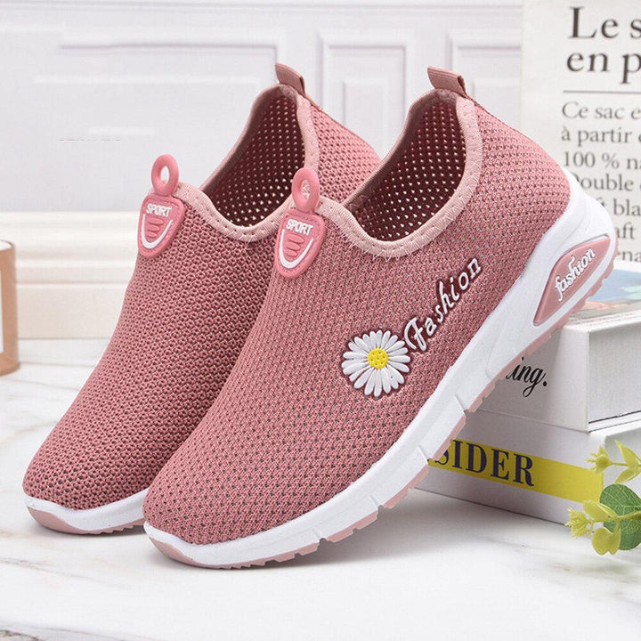 Women Daisy Decor Mesh Comfy Breathable Casual Slip On Sneakers - Trendha