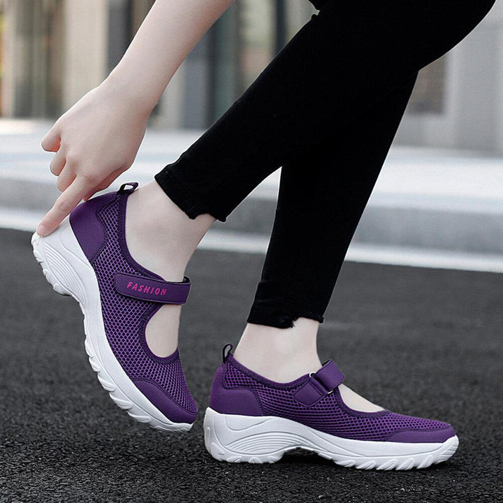 Women Large Size Breathable Mesh Platform Outdoor Sport Shoes - Trendha