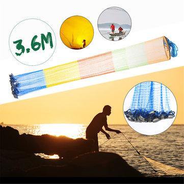 ZANLURE 3.6m 12FT Colorful Throw Hand Cast Fishing Net Spin Network Bait Fish Net+Sinker - Trendha