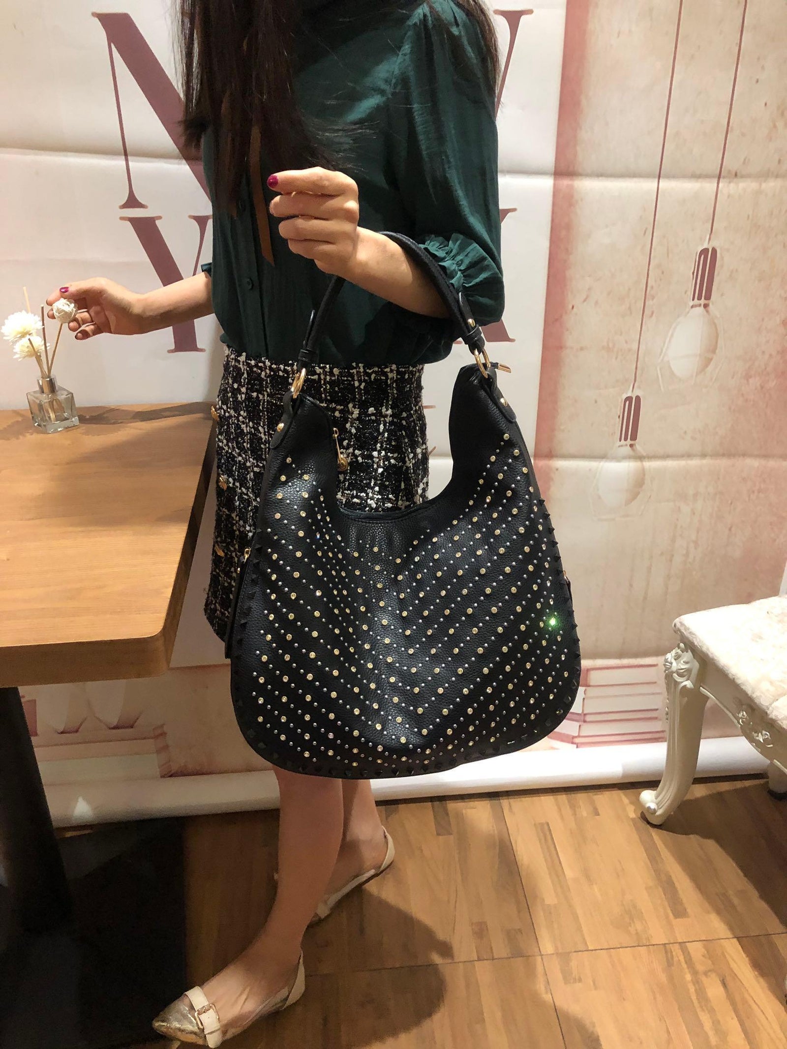 Women's Single Shoulder Messenger Bag With Diamond - Trendha