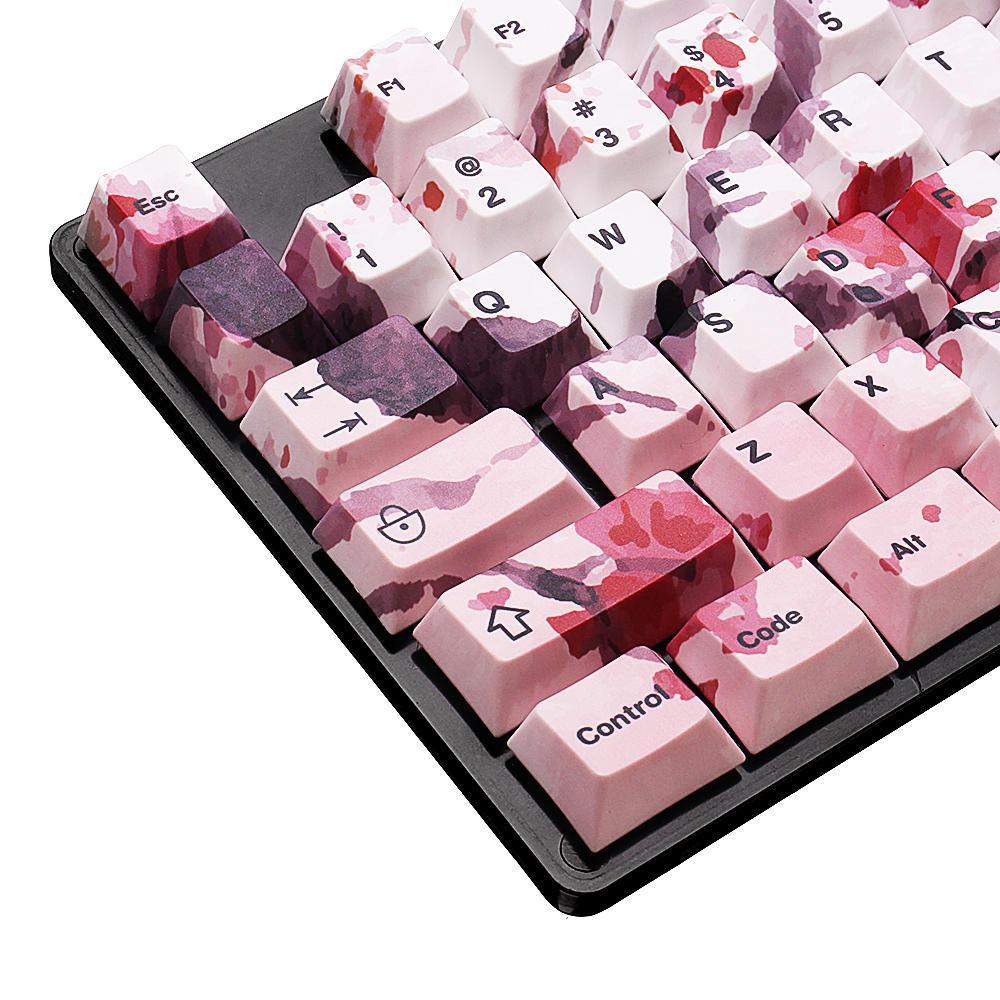 127 Keys Cherry Blossom Keycap Set OEM Profile PBT Five-sided Sublimation Keycaps for Mechanical Keyboard - Trendha