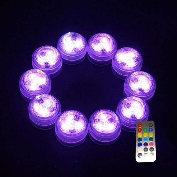 1X 10X Remote Control Submersible LED Candle Tea Light Waterproof RGB Table Lamp Decoration - Trendha