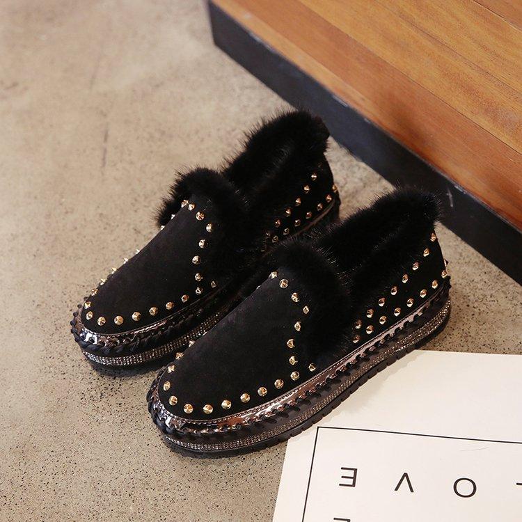 A Pedal Thick-soled Casual Plus Wool Rivet Lazy Shoes Loafers Single Shoes Platform - Trendha