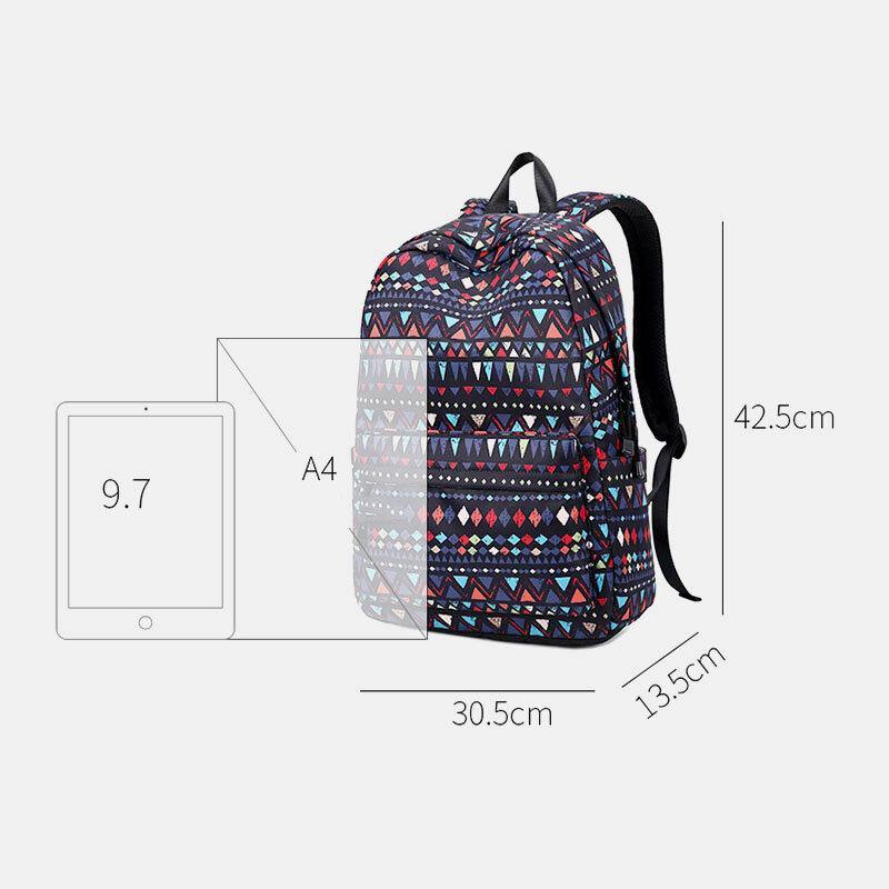 Women Waterproof Bohemian Printed National Backpack School Bag - Trendha