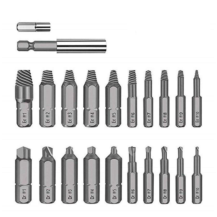 Drillpro 22pcs Damaged Screw Extractor Set for Broken Screw HSS Broken Bolt Extractor Screw Remover Kits - Trendha