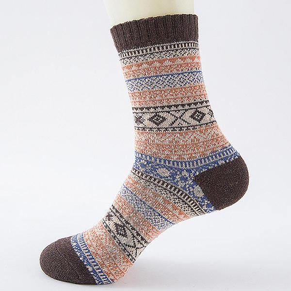 Ethnic Knitted Calf-high Woolen Socks Comfortable Soft Breathable Soft Stockings - Trendha
