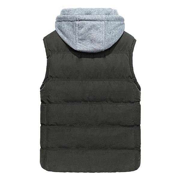 Patchwork Color Hood Warm Vests - Trendha