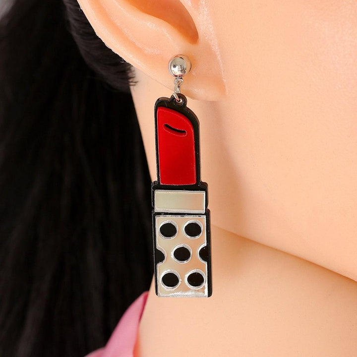 Red Lipstick Earrings - Trendha