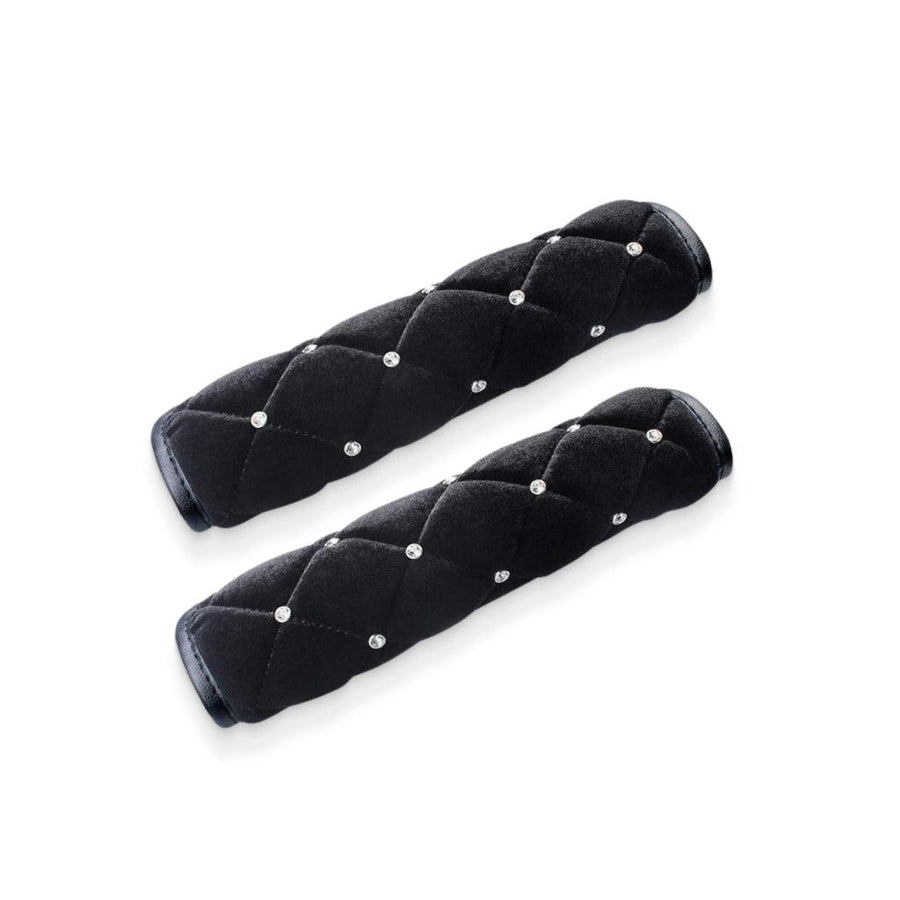 Black Soft Patterned Seat Belt Strap Covers With Bling Detail - Trendha