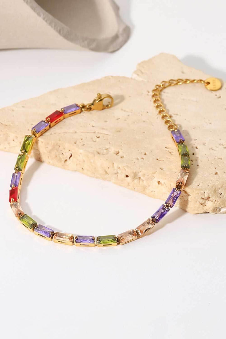 18K Gold Plated Multicolored Cubic Zirconia Bracelet - Trendha