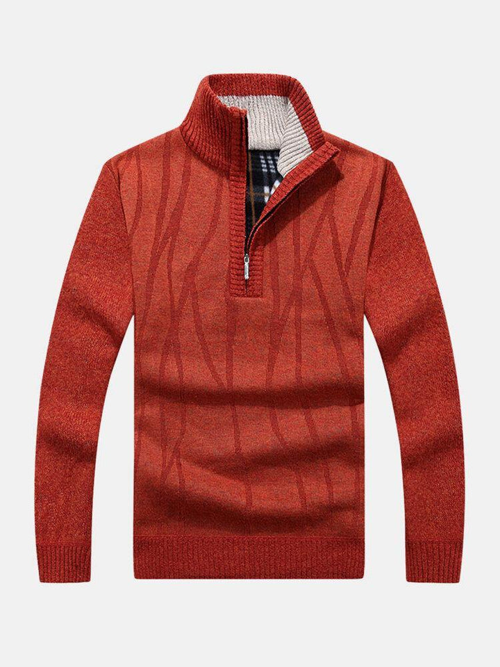 Mens Solid Color Half Zipper Front Warm Knitted Sweaters - Trendha