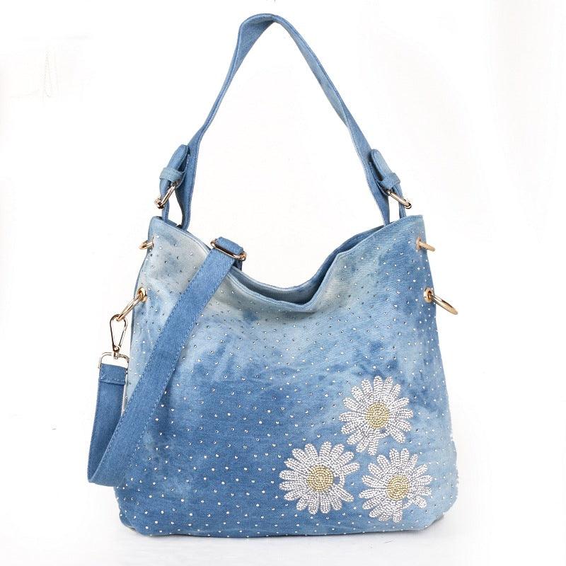 Fashion Denim Canvas One Shoulder Messenger Handbag - Trendha