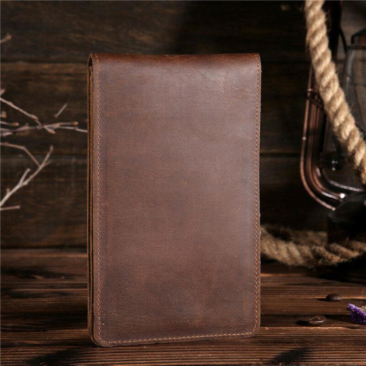 Men Genuine Leather Retro Business Solid Thin Multi-slot Card Case Card Holder Wallet - Trendha