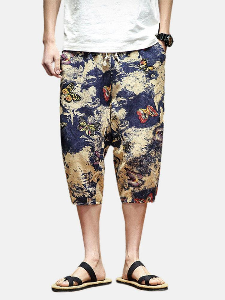 Mens Abstract Print Drawstring Ethnic Style Casual Pants With Pocket - Trendha