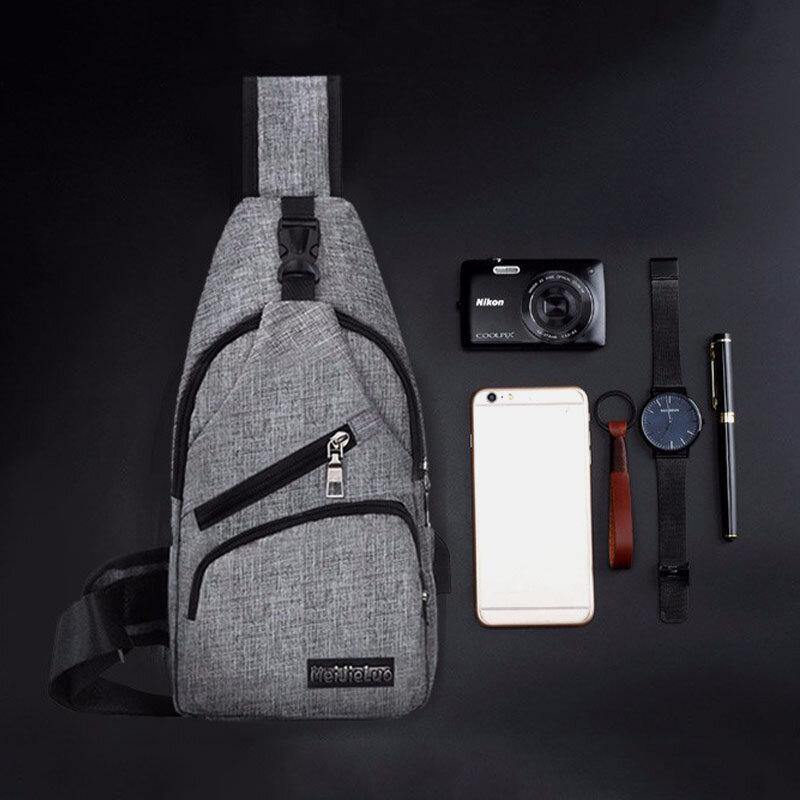 Men Oxford Cloth USB Charging Multi-pocket Large Capacity Waterproof Chest Bag Shoulder Bag - Trendha