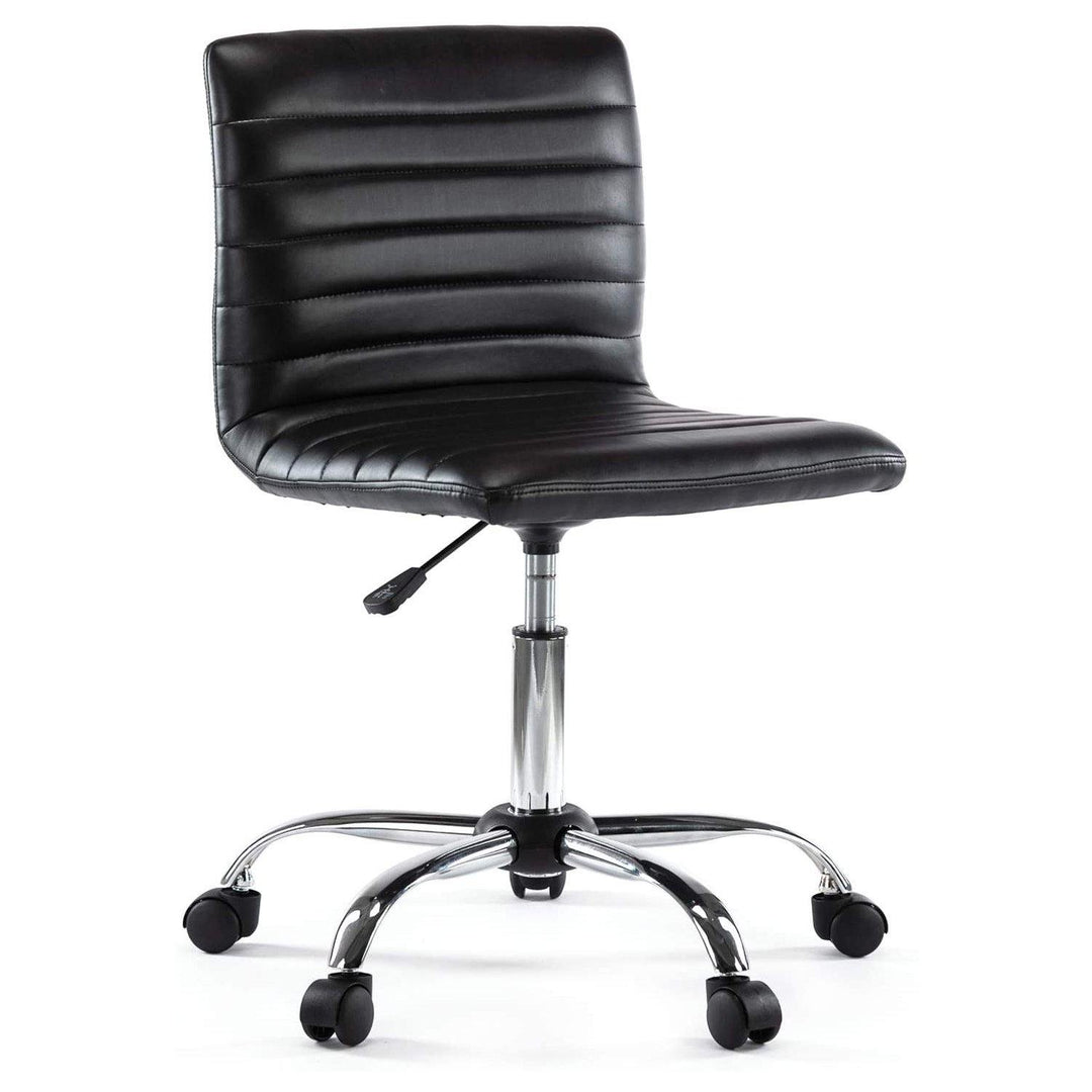 Armless Office Chair Swivel Leather Home Office Computer Desk Chair for Office Conference Study Room Low Back Task Executive Chair - Trendha