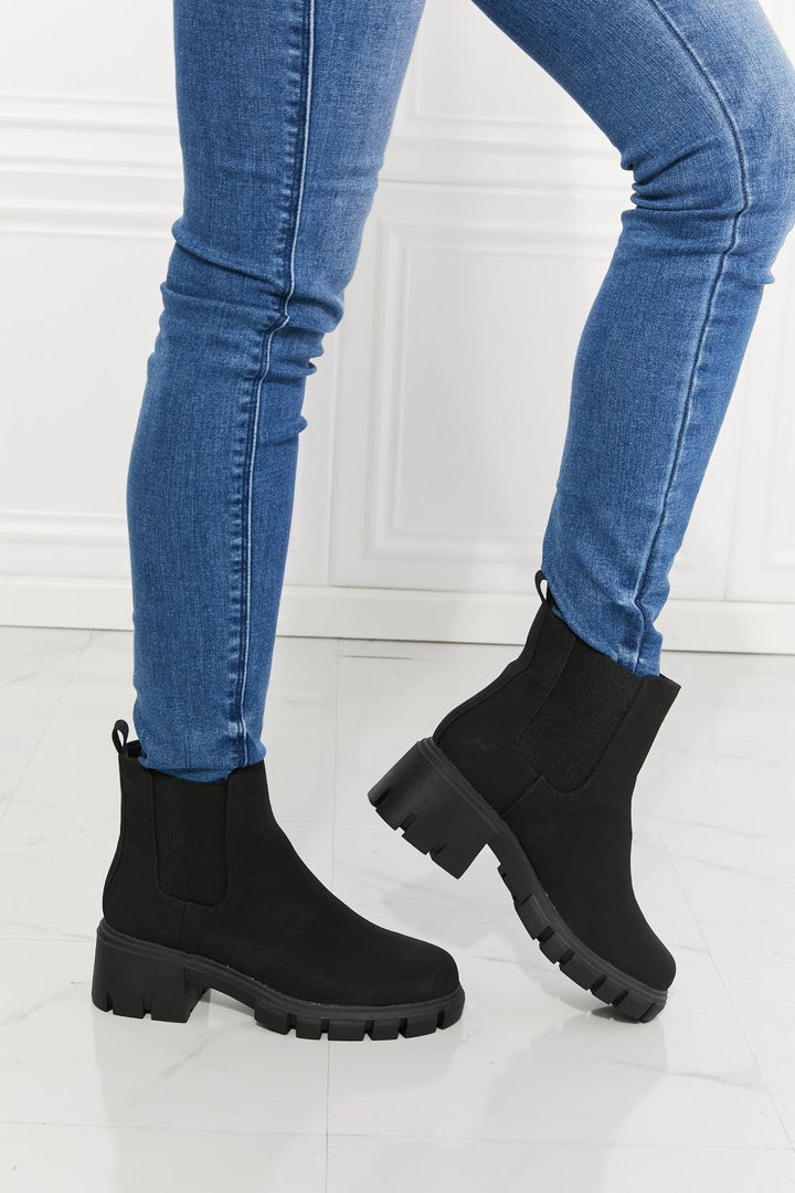 MMShoes Work For It Matte Lug Sole Chelsea Boots in Black - Trendha