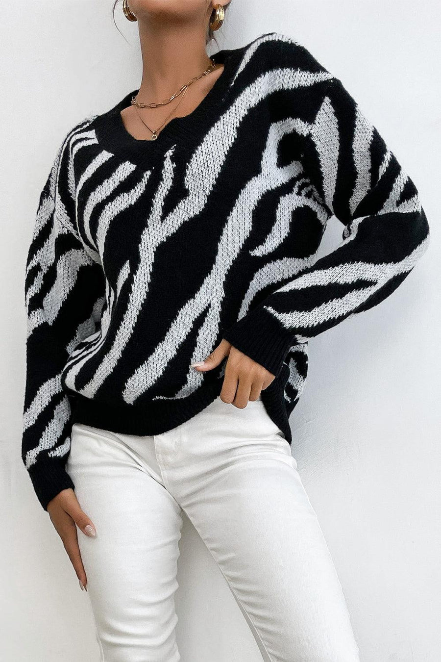 Zebra Print Sweater - Trendha