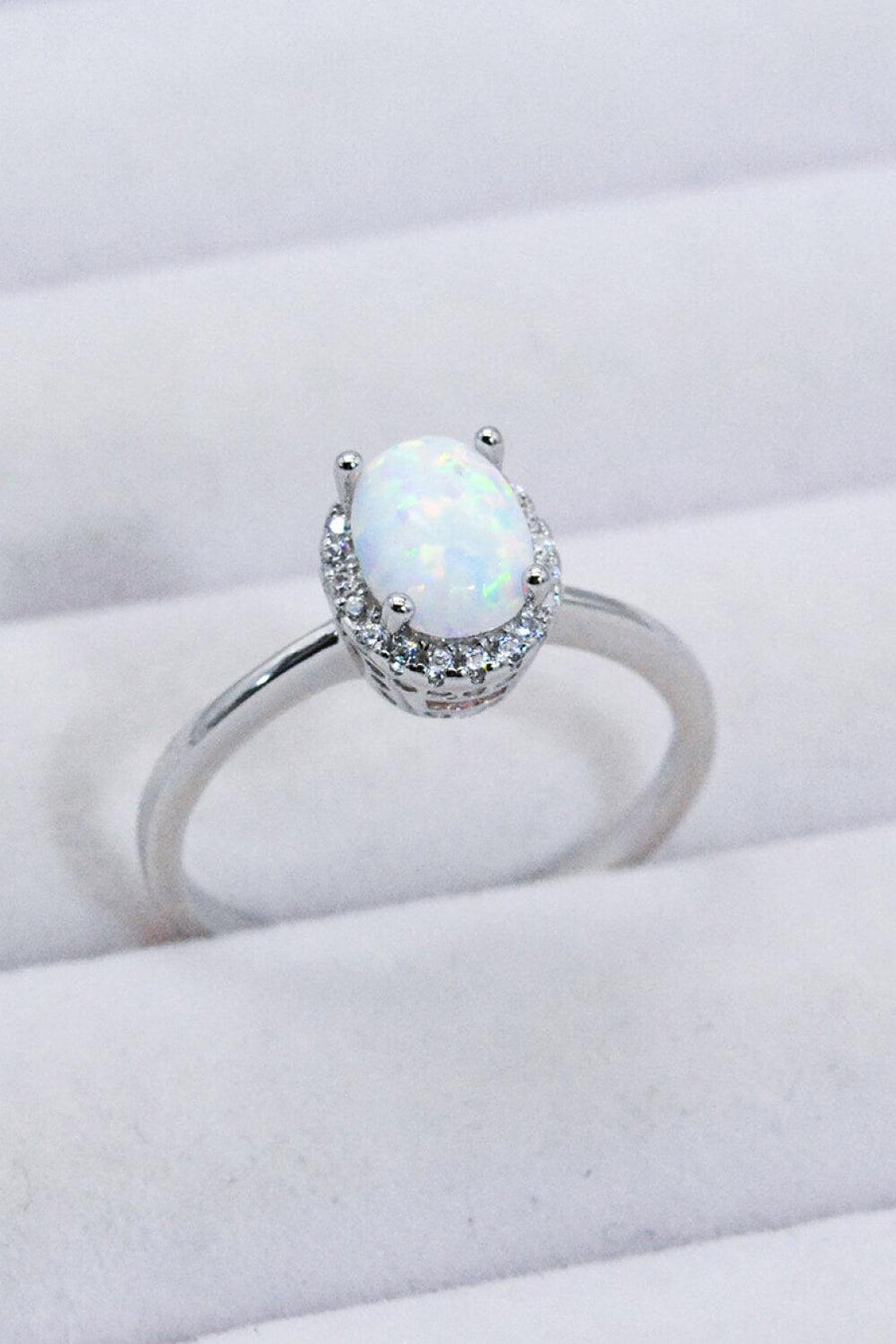 925 Sterling Silver 4-Prong Opal Ring - Trendha