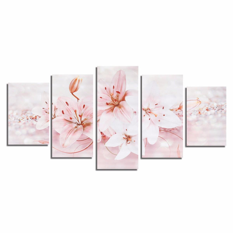5PCS Lilies Frameless Modern Canvas Painting Mural Wall Picture Paintings Home Decoration - Trendha